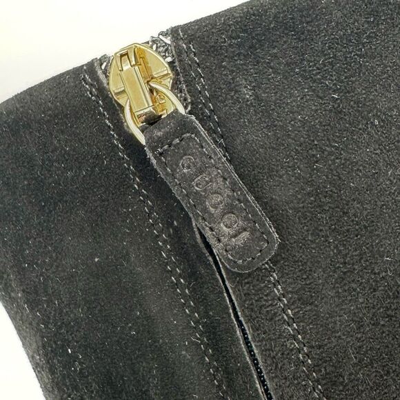 GUCCI Melville Black Suede Boots Size 39.5 US 9.5 Studded Heeled Bootie - Picture 10 of 14